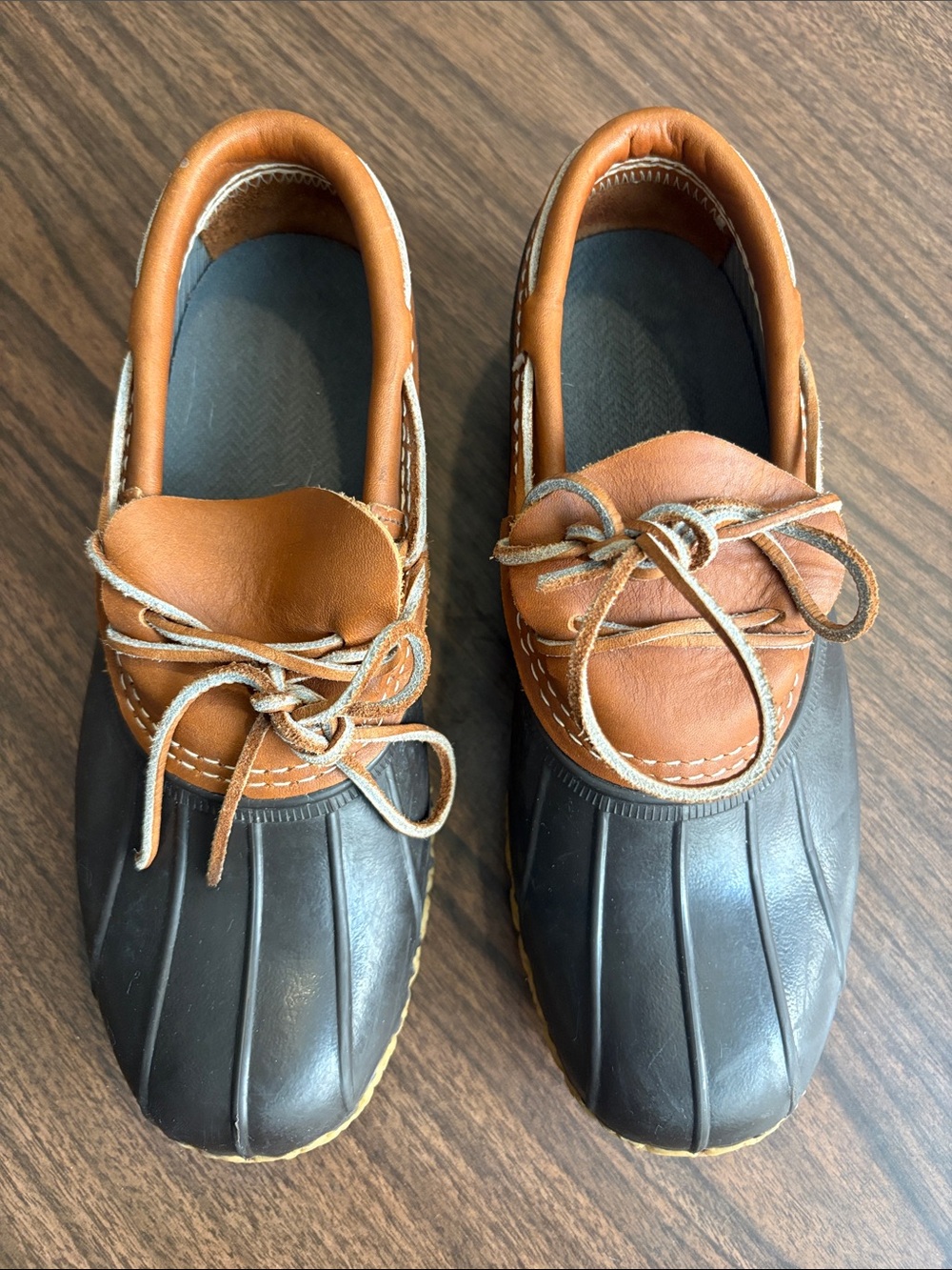VTG LL Bean Size 7 Two Tone Brown & Black Duck Shoes - Casual Outdoor Loafers